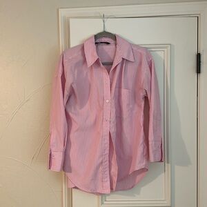Pink & white striped button down Zara